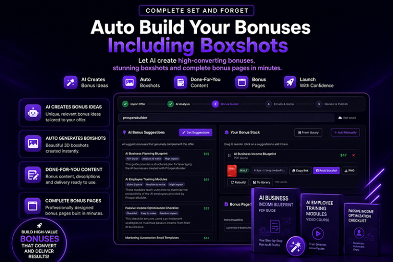 The Bonus Builder — AI bonus suggestions and generated boxshots