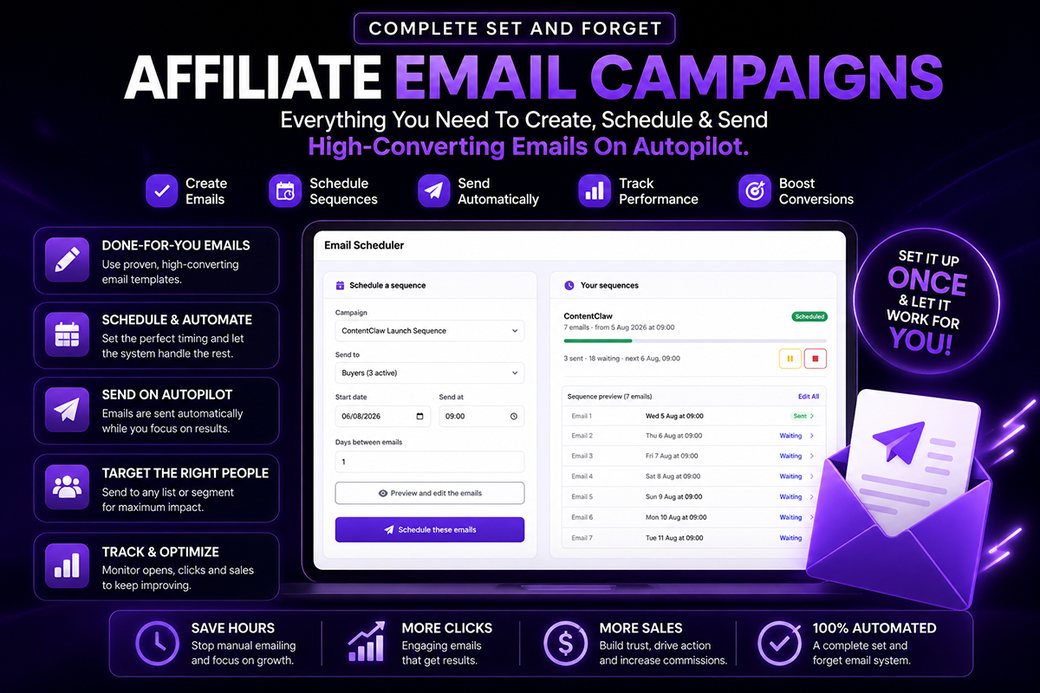 Affiliate email campaigns — create, schedule and send on autopilot